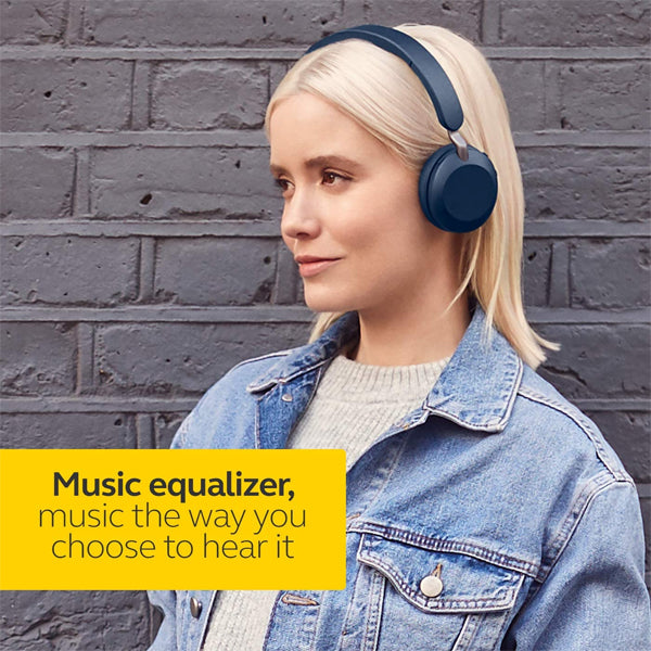 Jabra Elite 45h Wireless On-Ear Headphones - Compact, Foldable Earphones with 50-Hours Battery Life, 2-Microphone Call Technology and Alexa Built-in - Navy